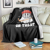 Halloween Hockey Throw Blanket Hat Trick Or Treat Ghost Player - Wonder Print Shop