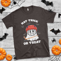 Halloween Hockey T Shirt Hat Trick Or Treat Ghost Player - Wonder Print Shop