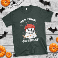 Halloween Hockey T Shirt Hat Trick Or Treat Ghost Player - Wonder Print Shop