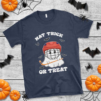 Halloween Hockey T Shirt Hat Trick Or Treat Ghost Player - Wonder Print Shop
