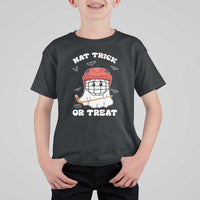 Halloween Hockey T Shirt For Kid Hat Trick Or Treat Ghost Player - Wonder Print Shop