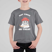 Halloween Hockey T Shirt For Kid Hat Trick Or Treat Ghost Player - Wonder Print Shop