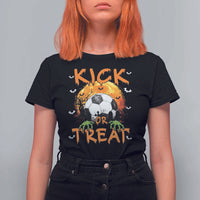 Halloween Soccer T Shirt For Women Kick Or Treat Spooky Season - Wonder Print Shop