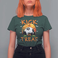 Halloween Soccer T Shirt For Women Kick Or Treat Spooky Season - Wonder Print Shop