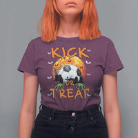 Halloween Soccer T Shirt For Women Kick Or Treat Spooky Season - Wonder Print Shop