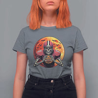 Halloween Football T Shirt For Women Spooky Skeleton Player - Wonder Print Shop