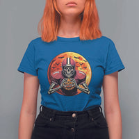 Halloween Football T Shirt For Women Spooky Skeleton Player - Wonder Print Shop