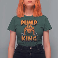 Funny Halloween Gymer T Shirt For Women Pump King Gym Workout Pumpkin - Wonder Print Shop
