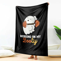 Halloween Gymer Throw Blanket Working On My Booty Funny Ghost - Wonder Print Shop