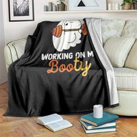Halloween Gymer Throw Blanket Working On My Booty Funny Ghost - Wonder Print Shop