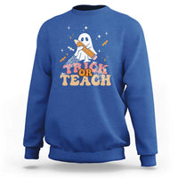 Teacher Halloween Sweatshirt Trick Or Teach Ghost - Wonder Print Shop