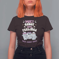 School Counselor Halloween T Shirt For Women Don't Ghost Your Feelings Spooky Mental Health - Wonder Print Shop