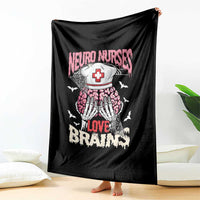 Nurse Halloween Throw Blanket Neuro Nurses Love Brains Skeleton - Wonder Print Shop