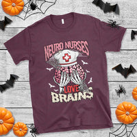 Nurse Halloween T Shirt Neuro Nurses Love Brains Skeleton - Wonder Print Shop