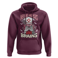 Nurse Halloween Hoodie Neuro Nurses Love Brains Skeleton
