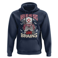Nurse Halloween Hoodie Neuro Nurses Love Brains Skeleton