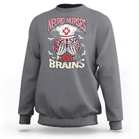Nurse Halloween Sweatshirt Neuro Nurses Love Brains Skeleton - Wonder Print Shop
