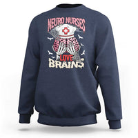 Nurse Halloween Sweatshirt Neuro Nurses Love Brains Skeleton - Wonder Print Shop