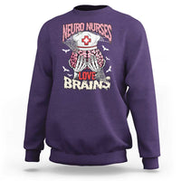 Nurse Halloween Sweatshirt Neuro Nurses Love Brains Skeleton - Wonder Print Shop