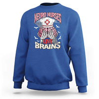 Nurse Halloween Sweatshirt Neuro Nurses Love Brains Skeleton - Wonder Print Shop