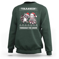 Christmas Sweatshirt Trashin Through The Snow Garbage Gang Opossum Raccoon Santa Hat - Wonder Print Shop