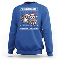 Christmas Sweatshirt Trashin Through The Snow Garbage Gang Opossum Raccoon Santa Hat - Wonder Print Shop