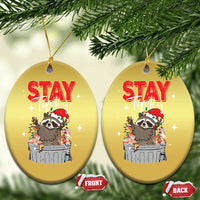 Funny Raccoon Xmas Christmas Ornament Stay Trashy Garbage Trashin Santa Hat - Wonder Print Shop