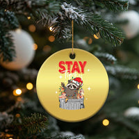 Funny Raccoon Xmas Christmas Ornament Stay Trashy Garbage Trashin Santa Hat - Wonder Print Shop