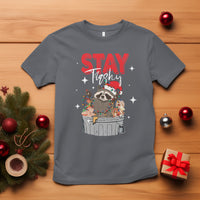 Stay Trashy Christmas Raccoon Garbage Trashin Santa Hat T Shirt - Wonder Print Shop