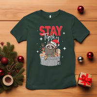 Stay Trashy Christmas Raccoon Garbage Trashin Santa Hat T Shirt - Wonder Print Shop