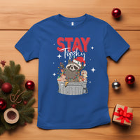 Stay Trashy Christmas Raccoon Garbage Trashin Santa Hat T Shirt - Wonder Print Shop