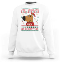 Funny Just Chilling On Christmas Meme Chillin Guy Sweatshirt - Wonder Print Shop