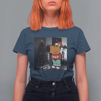 Funny Xmas Meme Chilling Guy Santa T Shirt For Women - Wonder Print Shop