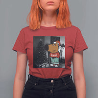 Funny Xmas Meme Chilling Guy Santa T Shirt For Women - Wonder Print Shop