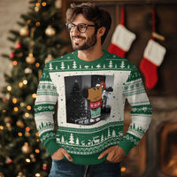 Funny Xmas Meme Chilling Guy Santa Ugly Christmas Sweater - Wonder Print Shop