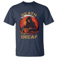 Death Before Decaf Skeleton Caffeine Coffee Drinker T Shirt - Wonder Print Shop
