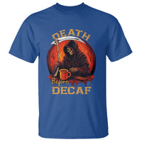 Death Before Decaf Skeleton Caffeine Coffee Drinker T Shirt - Wonder Print Shop