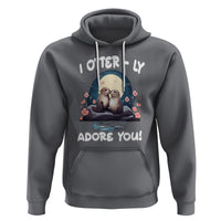 Valentine's Day Hoodie I Otterly Adore You Cute Otter Holding Hand Kisses - Wonder Print Shop