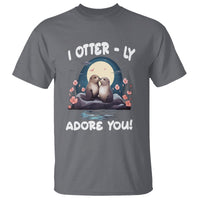 Valentine's Day T Shirt I Otterly Adore You Cute Otter Holding Hand Kisses - Wonder Print Shop