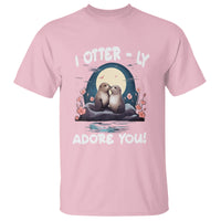 Valentine's Day T Shirt I Otterly Adore You Cute Otter Holding Hand Kisses - Wonder Print Shop