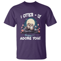 Valentine's Day T Shirt I Otterly Adore You Cute Otter Holding Hand Kisses - Wonder Print Shop