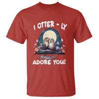 Valentine's Day T Shirt I Otterly Adore You Cute Otter Holding Hand Kisses - Wonder Print Shop