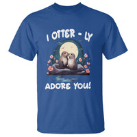 Valentine's Day T Shirt I Otterly Adore You Cute Otter Holding Hand Kisses - Wonder Print Shop