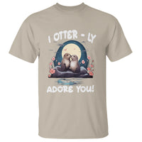 Valentine's Day T Shirt I Otterly Adore You Cute Otter Holding Hand Kisses - Wonder Print Shop