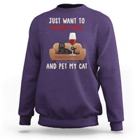 I Just Want to Drink Wine And Pet My Cat Sweatshirt - Wonder Print Shop