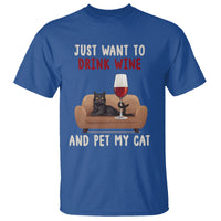 I Just Want to Drink Wine And Pet My Cat T Shirt - Wonder Print Shop