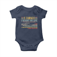 Car Lover Baby Onesie 5 Things I Want In Life Cars More Cars