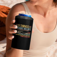 Car Lover 4 in 1 Can Cooler Tumbler 5 Things I Want In Life Cars More Cars