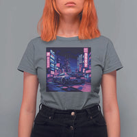 Tokyo Night Drive T Shirt For Women Retro Futuristic JDM Street Racing Aesthetic