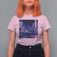 Tokyo Night Drive T Shirt For Women Retro Futuristic JDM Street Racing Aesthetic